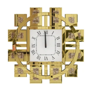 Clock with Silver/Gold Crystal Inlay