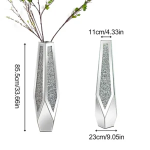 Crushed Diamond Mirrored Flower Vase Standing