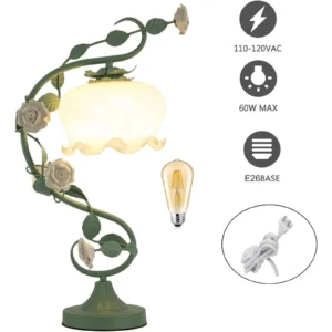 Modern Flower Glass Table Lamp, 20 Inch Tall