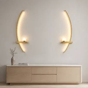 Modern Curved LED Wall Sconce with Globe Lamp, 2‑Pack